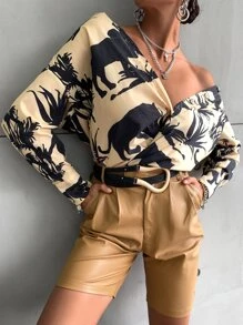 動物和植物圖案襯衫 - 彩色 - 查看 4