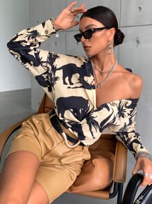 動物和植物圖案襯衫 - 彩色 - 查看 1