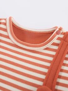Peninsula Baby 嬰兒卡通和條紋印花耳朵細節連身褲 - 橘色 - 查看 4