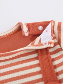 Peninsula Baby 嬰兒卡通和條紋印花耳朵細節連身褲 - 橘色 - 查看 6
