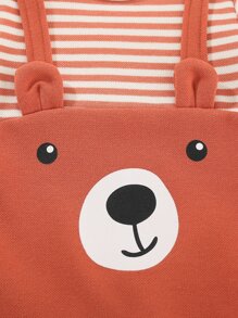 Peninsula Baby 嬰兒卡通和條紋印花耳朵細節連身褲 - 橘色 - 查看 8