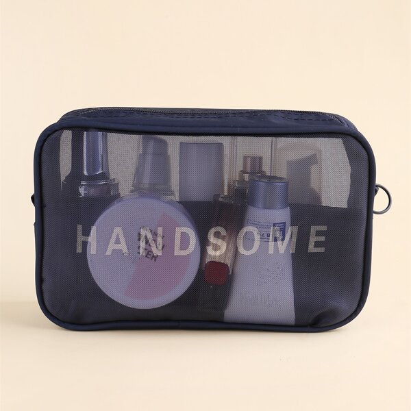 

Mesh Square Makeup Bag, Navy blue