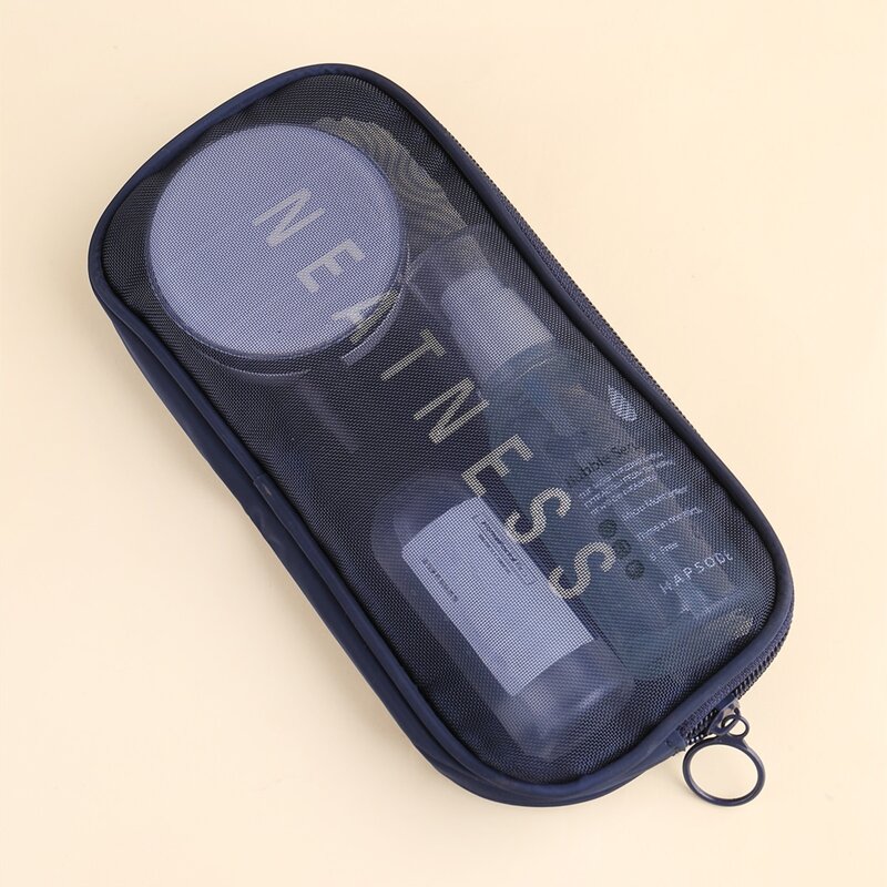

Mesh Square Makeup Bag, Navy blue