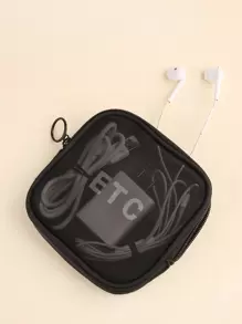 女士日常佩戴网眼方形化妆包 - 黑色 - 查看 2