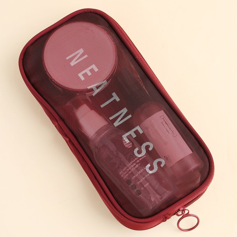 

Mesh Square Makeup Bag, Burgundy