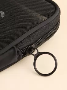 女士日常佩戴网眼方形化妆包 - 黑色 - 查看 4
