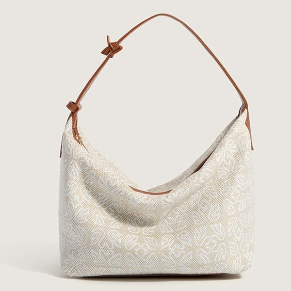 

All Over Print Large Capacity Shoulder Bag, Beige