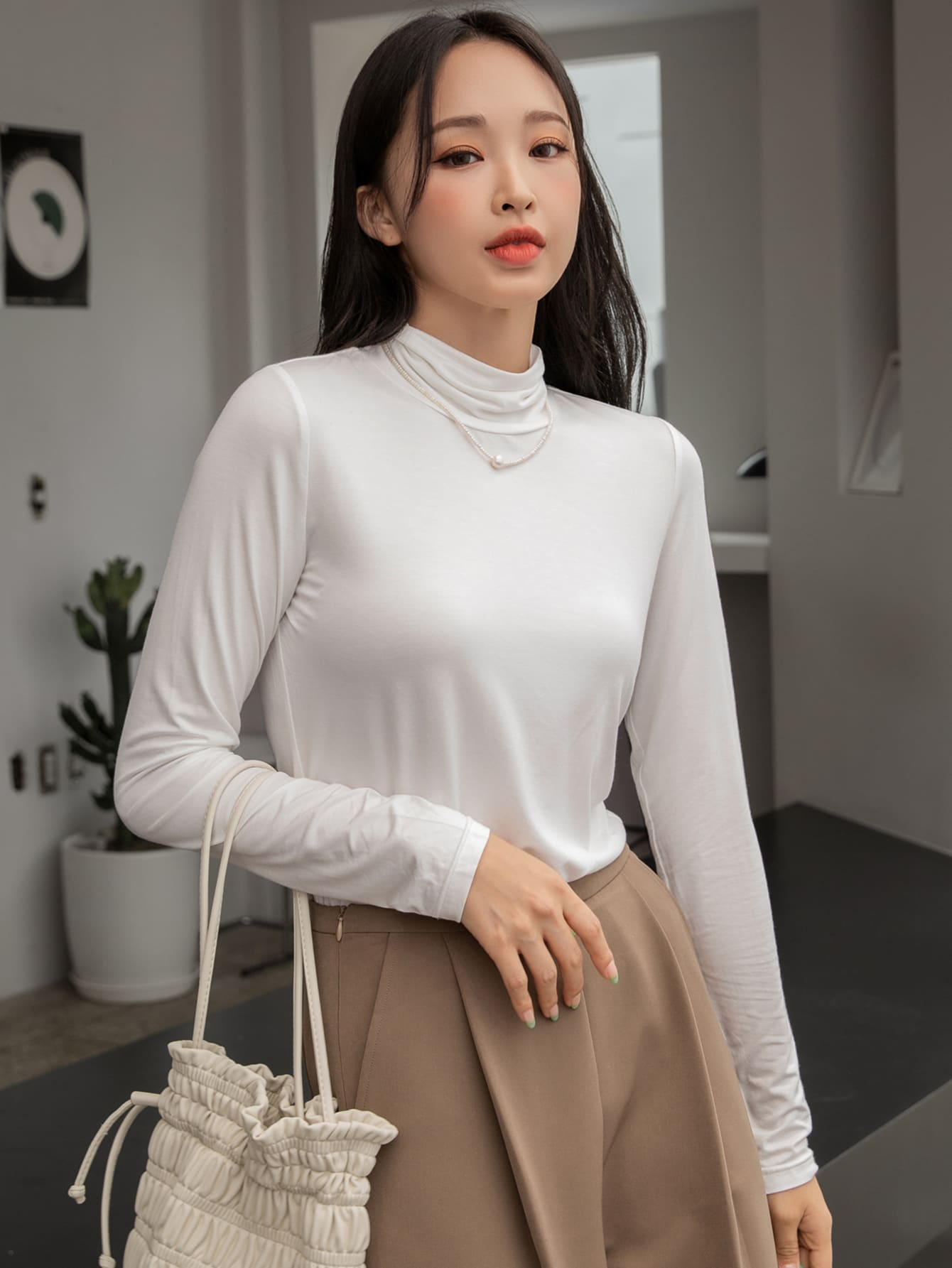 Solid Cowl Neck Tee