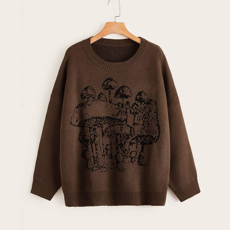 

Mushroom Pattern Sweater, Chocolate brown