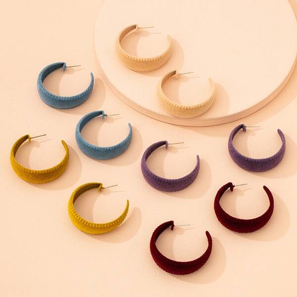 

5pairs Cuff Hoop Earrings, Multicolor