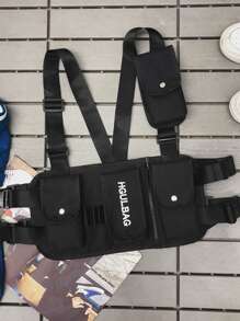 Bolsa Chaleco De Hombre Con Múltiples Bolsillos - Negro - Ver 2