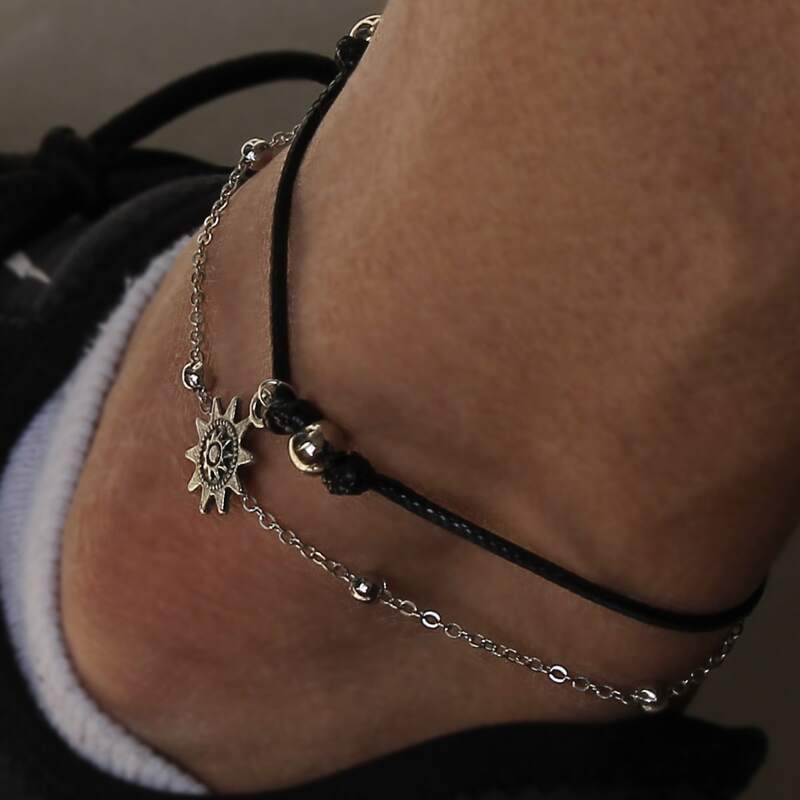 

Guys Sun Decor Anklet, Black
