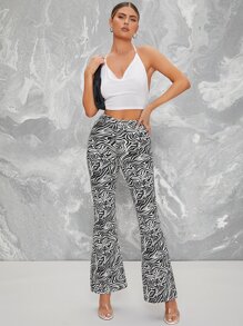SHEIN 垂褶領綁露背繞頸上衣 - 白色 - 查看 3