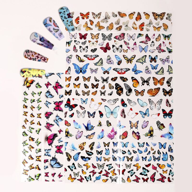 

10sheets Butterfly Print Nail Art Sticker, Multicolor