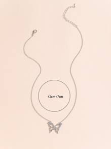 蝴蝶墜飾項鍊 - 銀色 - 查看 4