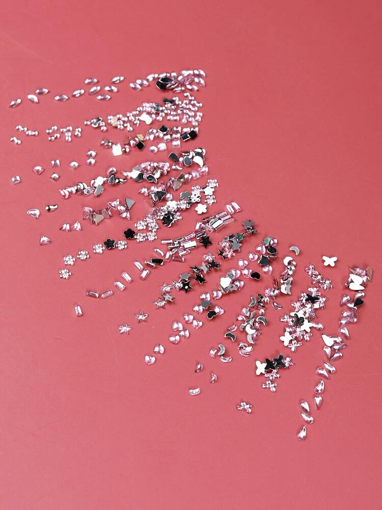 1 กล่องดอกไม้และการออกแบบรูปหัวใจ rhinestone ตกแต่งเล็บ - สีชมพู - ดู 3