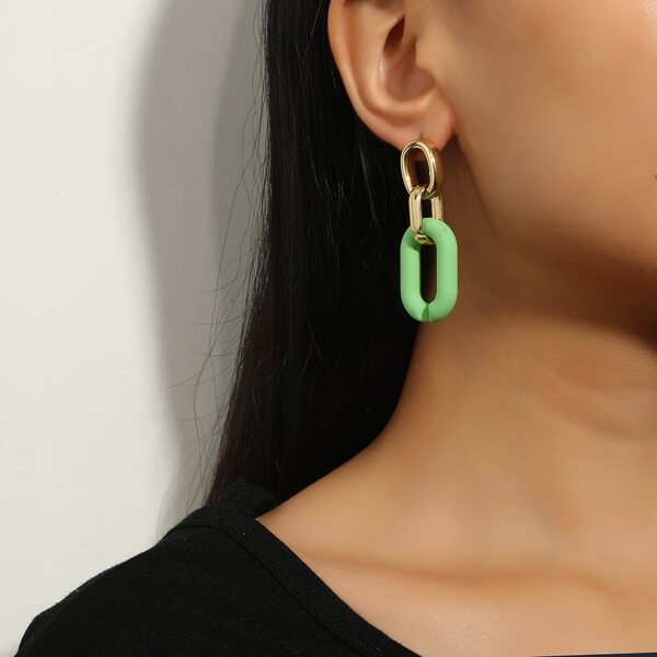 

Geo Decor Drop Earrings, Green