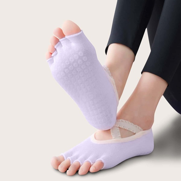 

Non-slip Cross Strap Yoga Socks, Purple