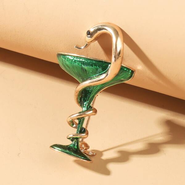 

Snake Decor Brooch, Green