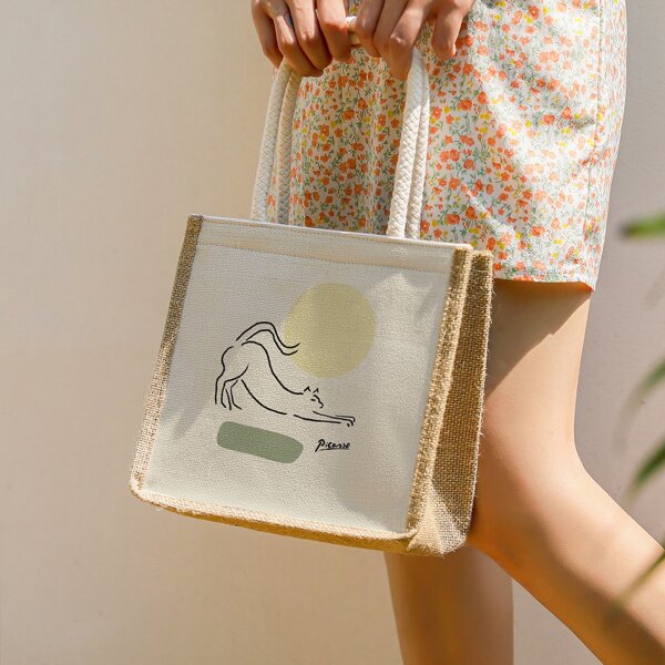 

Cartoon Kitty Graphic Square Bag, Multicolor