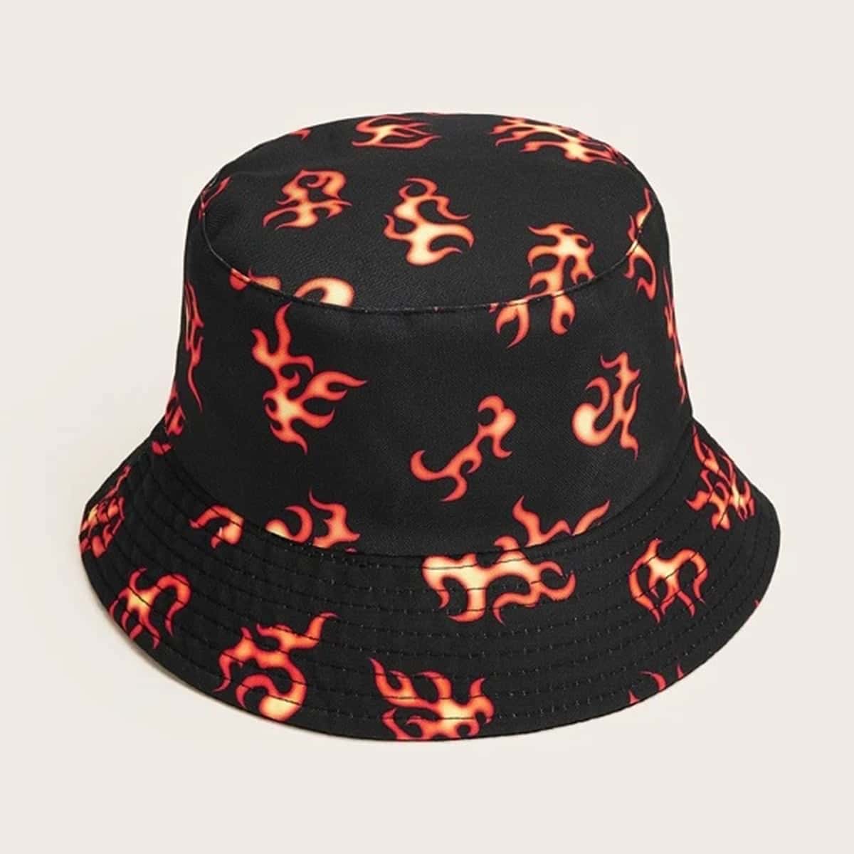 

Guys Fire Pattern Bucket Hat, Black
