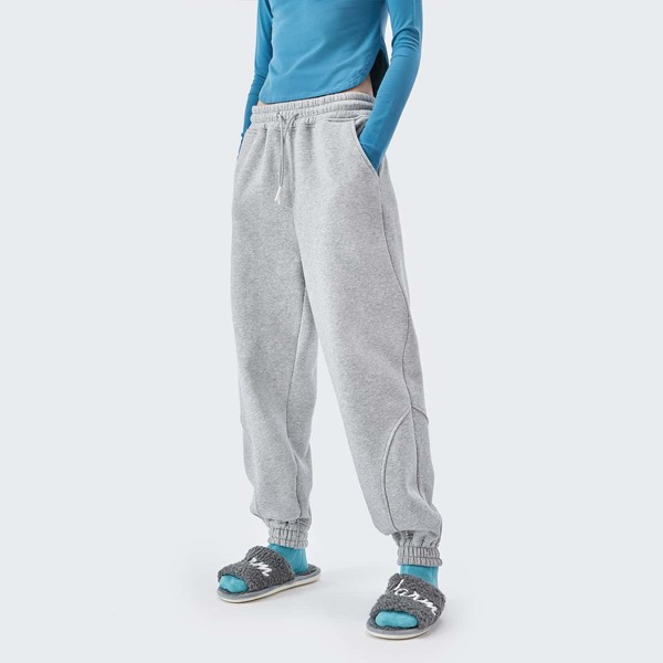 

Elastic Waist Drawstring Pocket Sweatpants, Light grey