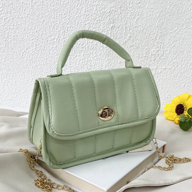 

Quilted Flap Satchel Bag, Green