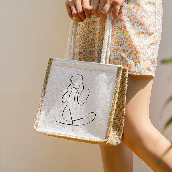 

Figure Graphic Shoulder Bag, White