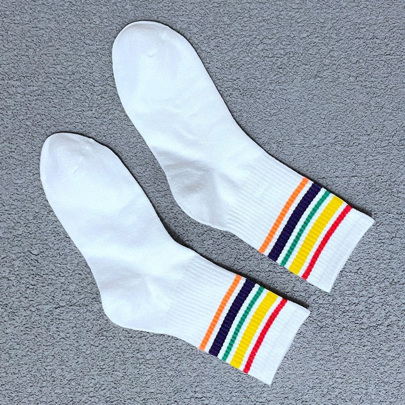 

Rainbow Print Crew Socks, Multicolor