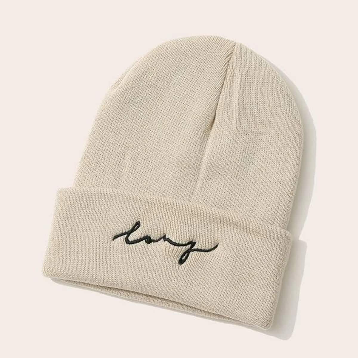 

Guys 1pc Embroidery Beanie, Beige