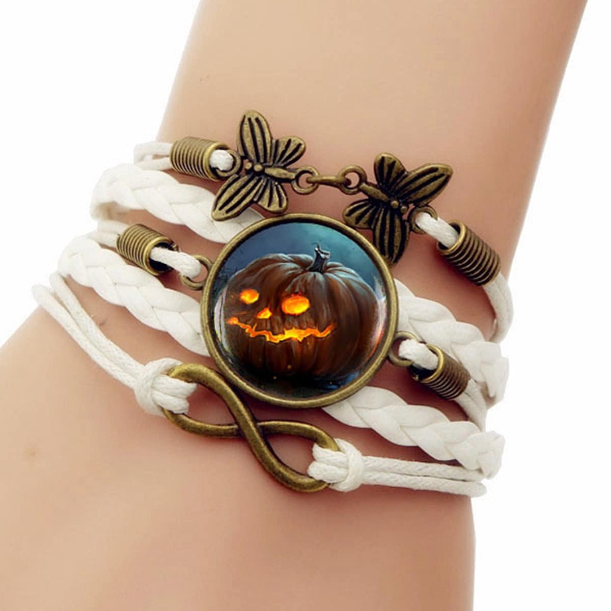 

Pumpkin Graphic Braided Bracelet, White