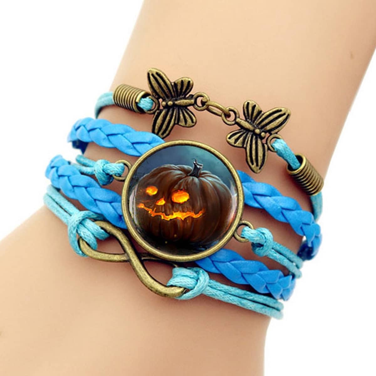 

Pumpkin Graphic Braided Bracelet, Blue