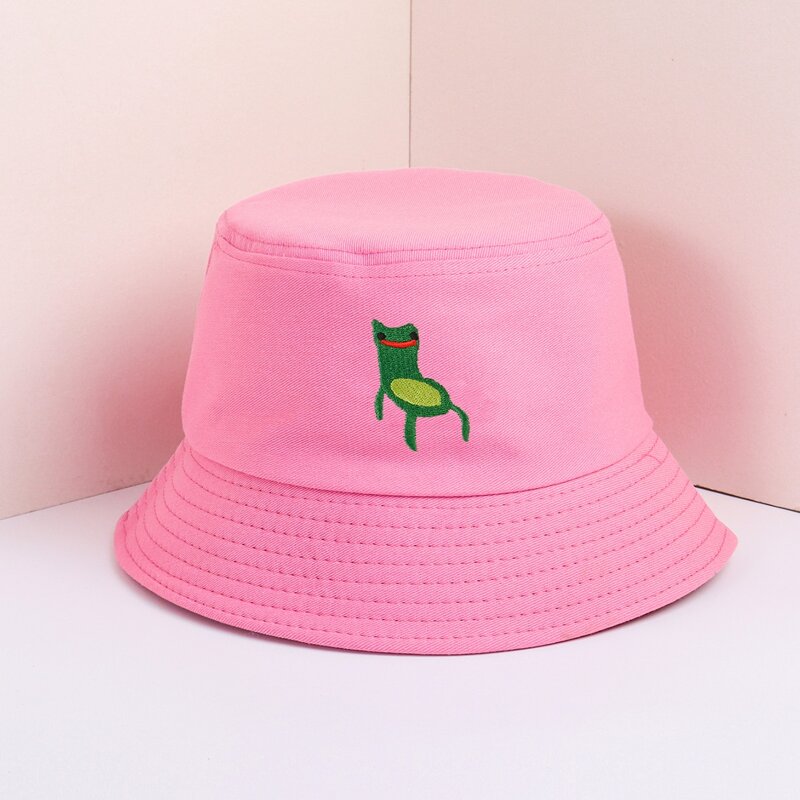 

Guys Frog Embroidery Bucket Hat, Pink