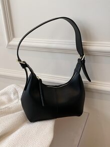 Minimalist Large Capacity Shoulder Baghandbag, Hobo BagMinimalist, Solid ColorLightweight, Portablefor Women, Rookies & White-Collar Ers, For Girl, For Woman, Commute, Shopping, Business Casual Women Bag, Perfect For Office, Business And Work - Black - View 2