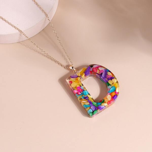 

Resin Letter Pendant Necklace, Multicolor