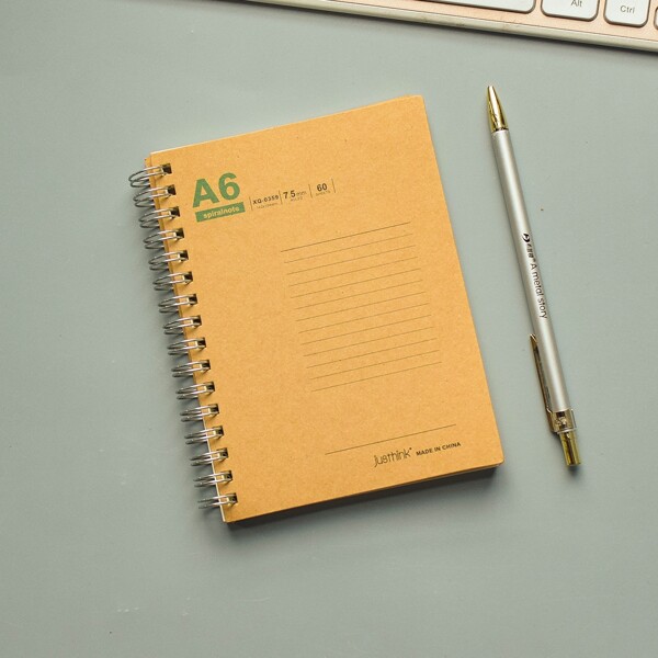

1pc Letter Graphic Notebook, Khaki