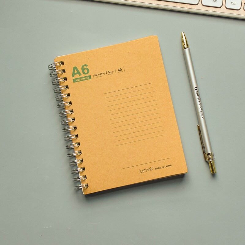 

1pc Letter Graphic Notebook, Khaki