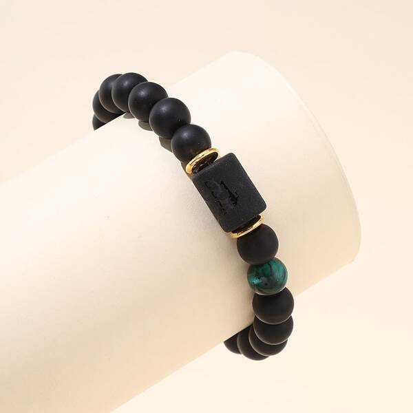 

Constellation Pattern Round Beaded Bracelet, Black