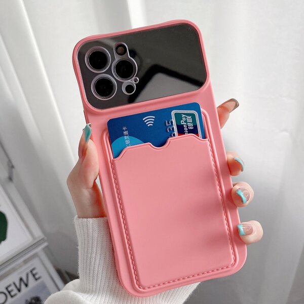 

Mirror Phone Case With Card Slot, Pink