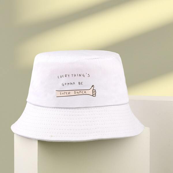 

Letter Graphic Bucket Hat, White