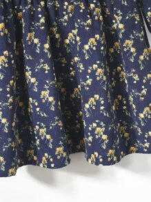 小女童小碎花荷葉邊燈芯絨娃娃裙