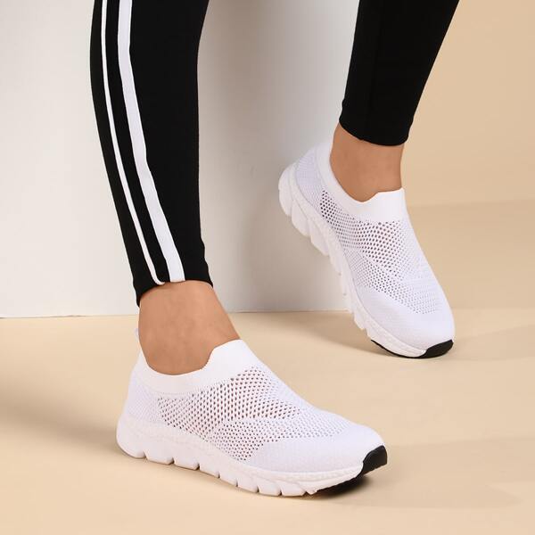

Minimalist Knit Slip On Sneakers, White