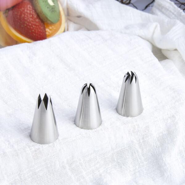 

3pcs Stainless Steel Piping Nozzle, Silver