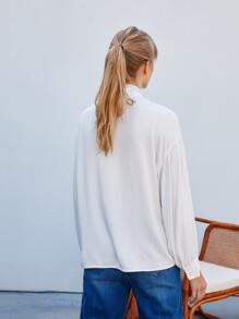 MOTF TIE NECK TOP MADE OF LENZING™ ECOVERO™ BRANDED VISCOSE FIBERS - White - View 2