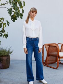 MOTF TIE NECK TOP MADE OF LENZING™ ECOVERO™ BRANDED VISCOSE FIBERS - White - View 9