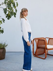 MOTF TIE NECK TOP MADE OF LENZING™ ECOVERO™ BRANDED VISCOSE FIBERS - White - View 10