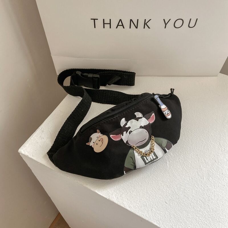 

Cartoon Print Fanny Pack, Black