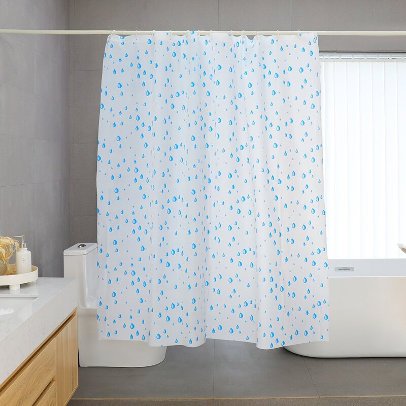 

Water Drop Print Shower Curtain, Blue and white