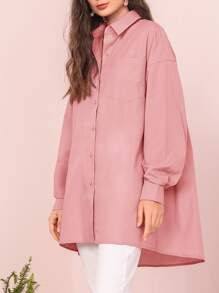 Mulvari Solid Drop Shoulder Blouse - Dusty Pink - View 3
