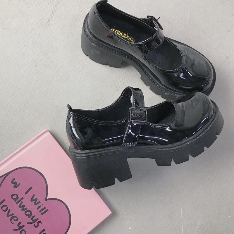 

Buckle Decor Platform Mary Janes, Black